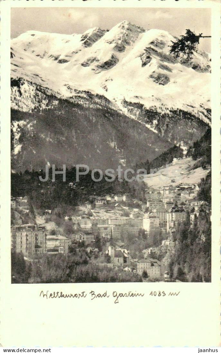 Weltkurort Bad Gastein 1083 m - Mountain town view - Radhausberg - old postcard - 1937 - Austria - used - JH Postcards