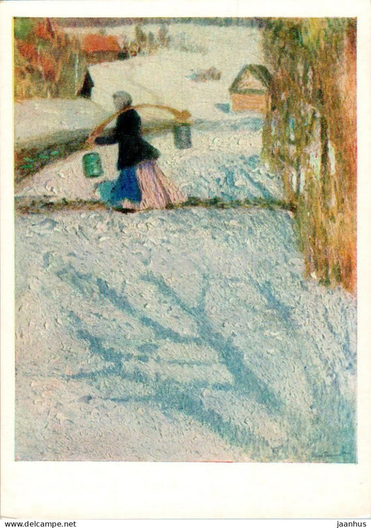 painting by I. Grabar - March Snow - Russian art - 1957 - Russia USSR - unused - JH Postcards