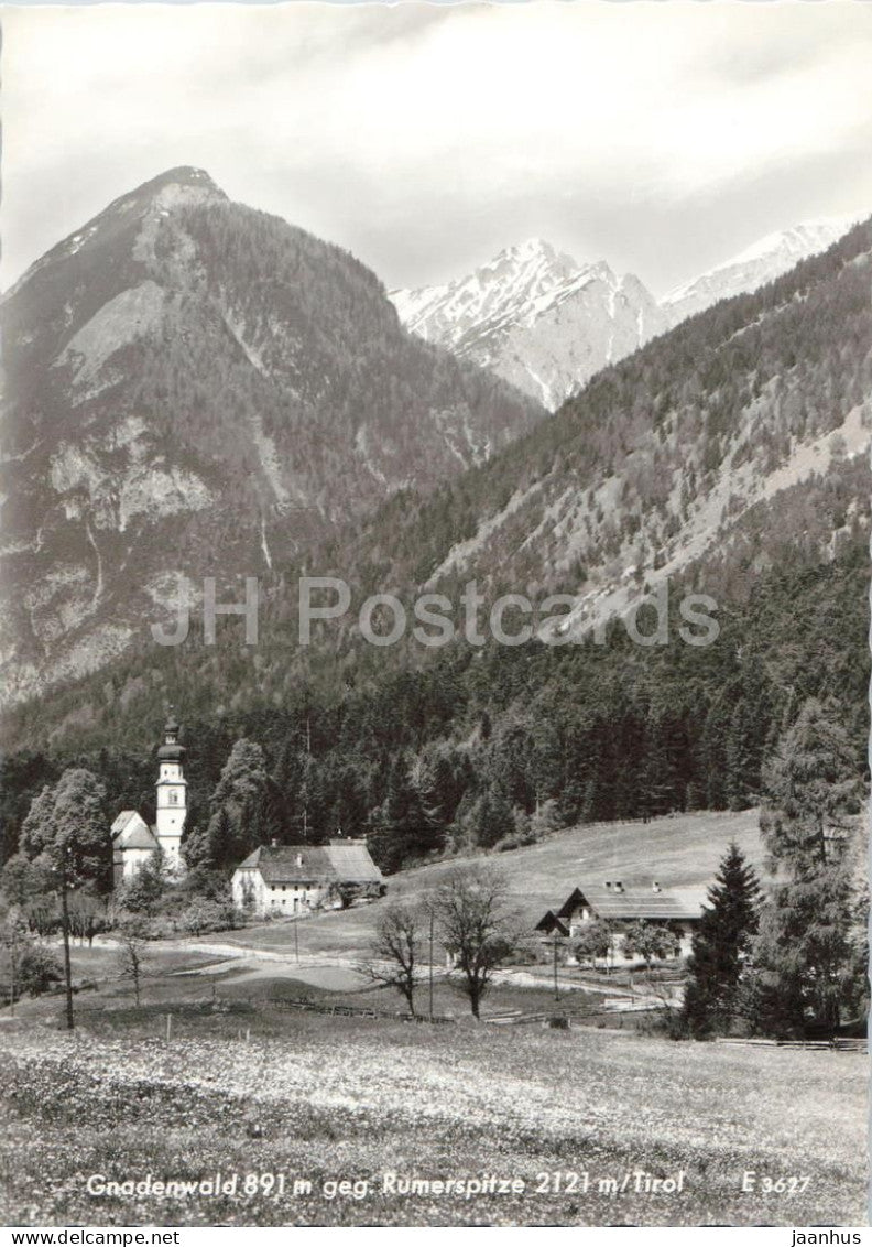 Gnadenwald 891 m geg. Rumer Spitze 2121 m - Tirol - old postcard - 3627 village - church - Austria - unused - JH Postcards