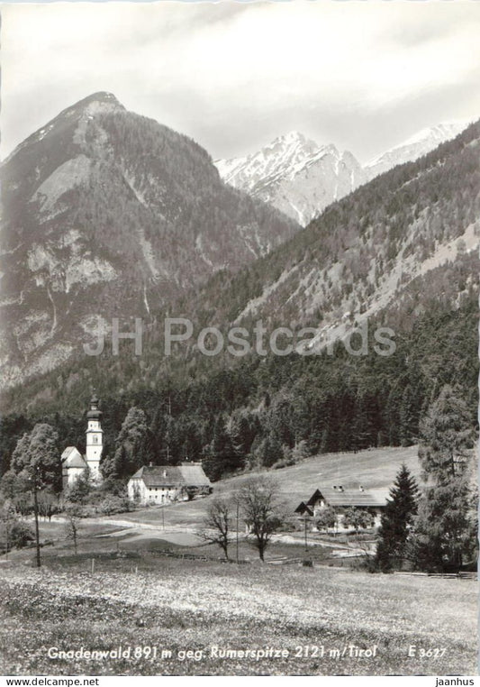 Gnadenwald 891 m geg. Rumer Spitze 2121 m - Tirol - old postcard - 3627 village - church - Austria - unused - JH Postcards