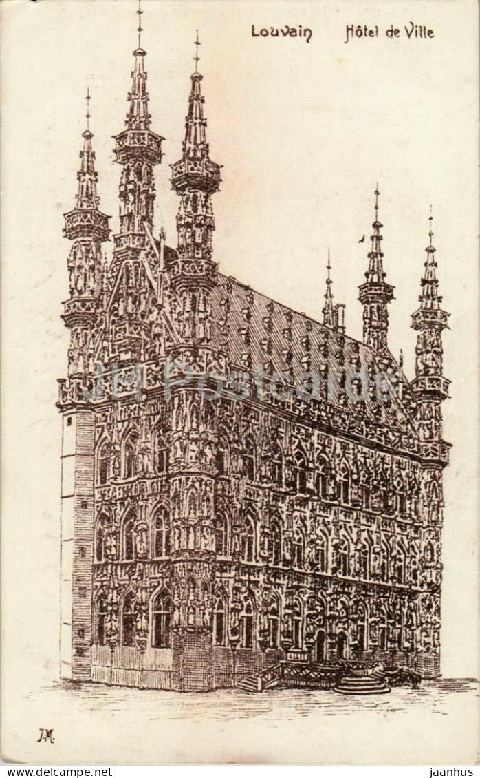 Louvain - Leuven - Hotel de Ville - Town Hall - illustration - Feldpost - old postcard - 1916 - Belgium - used - JH Postcards