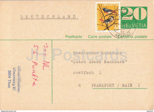 Guten Abend Nachbarn - Hessischer Rundfunk - postal stationery - 20 - 1972 - Switzerland - used - JH Postcards