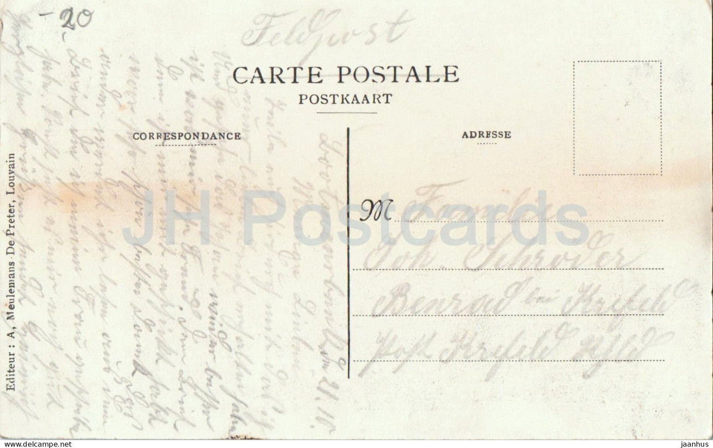 Löwen – Rathaus – Illustration – Feldpost – alte Postkarte – 1916 – Belgien – gebraucht 