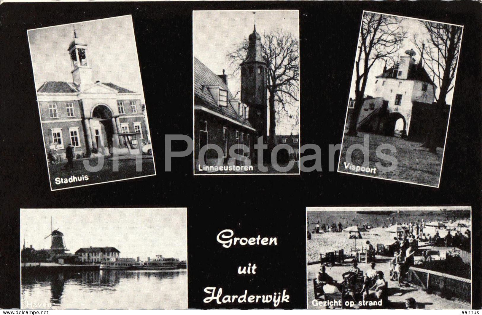 Groeten uit Harderwijk - Greetings - town views - harbor - beach - multiview - old postcard - Netherlands - unused - JH Postcards