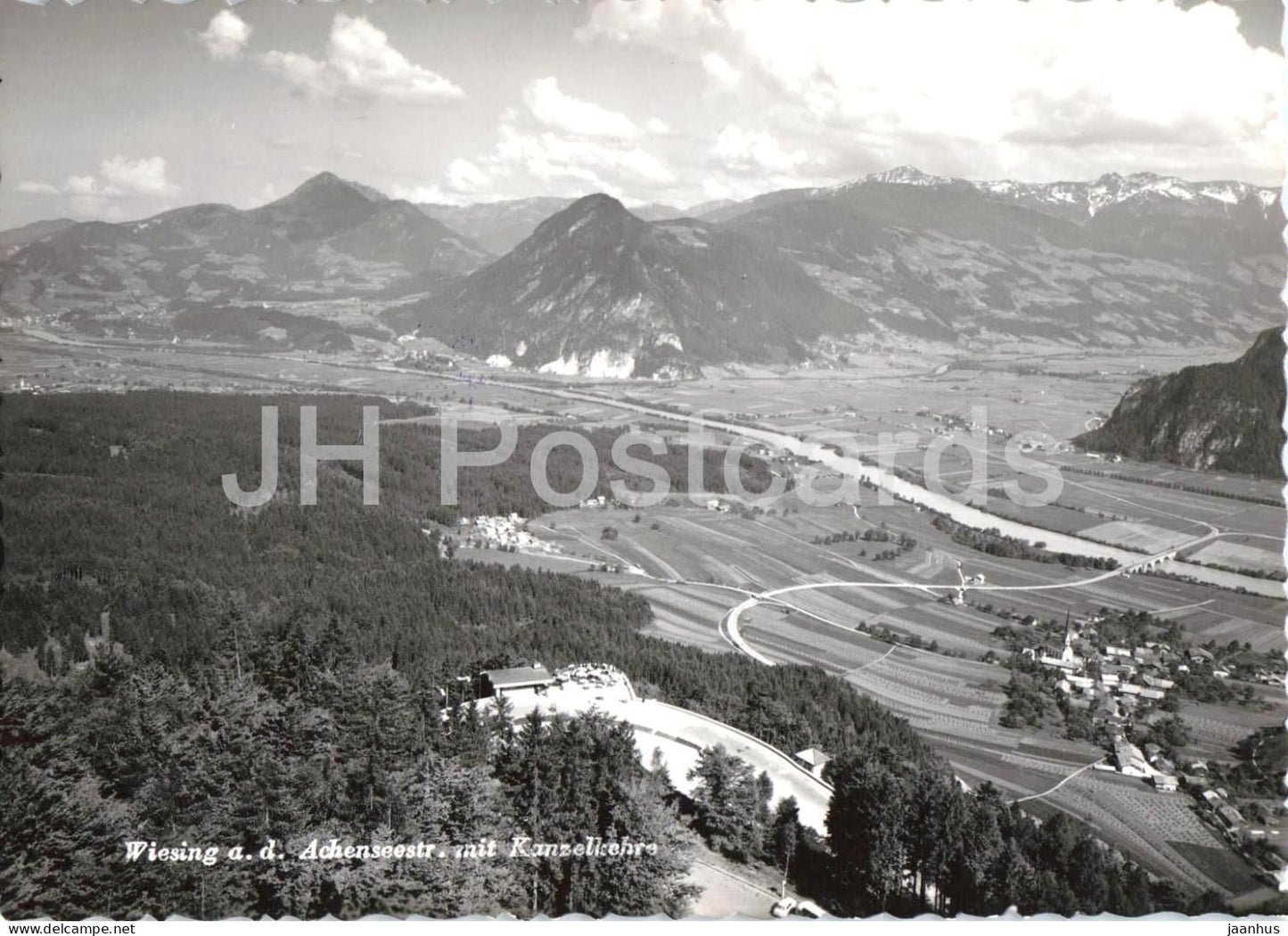 Wiesing a. d. Achenseestr. mit Kanzelkehre - village alpine landscape valley mountains - old postcard - Austria - unused - JH Postcards