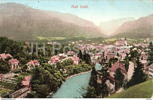 Bad Ischl - River and Town Panorama - No. 1971 - old postcard - Austria - used - JH Postcards