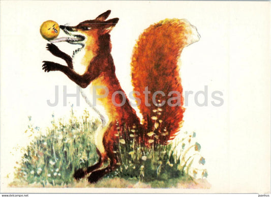 Kolobok - fox - Russian Fairy Tales - illustration by Vasnetsov - 1969 - Russia USSR - unused - JH Postcards