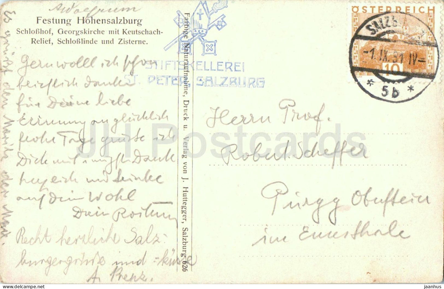 Salzburg - Festung Hohensalzburg - Auf Hohensalzburg - Schlosshof - illustration - old postcard - 1931 - Austria - used