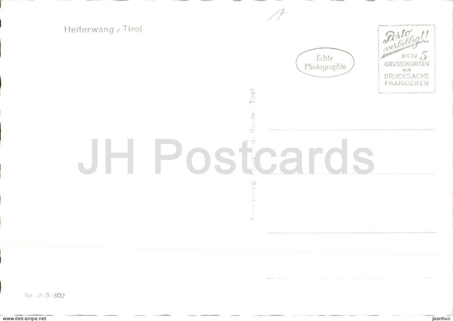 Heiterwang – Tirol – Dorf – Tal – Alpenlandschaft – Berge – 205–302 – alte Postkarte – Österreich – gebraucht
