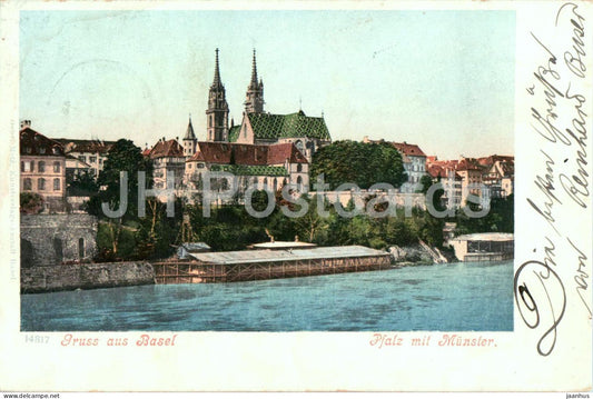 Gruss aus Basel - Pfalz mit Munster - 14817 - old postcard - 1900 - Switzerland - used - JH Postcards