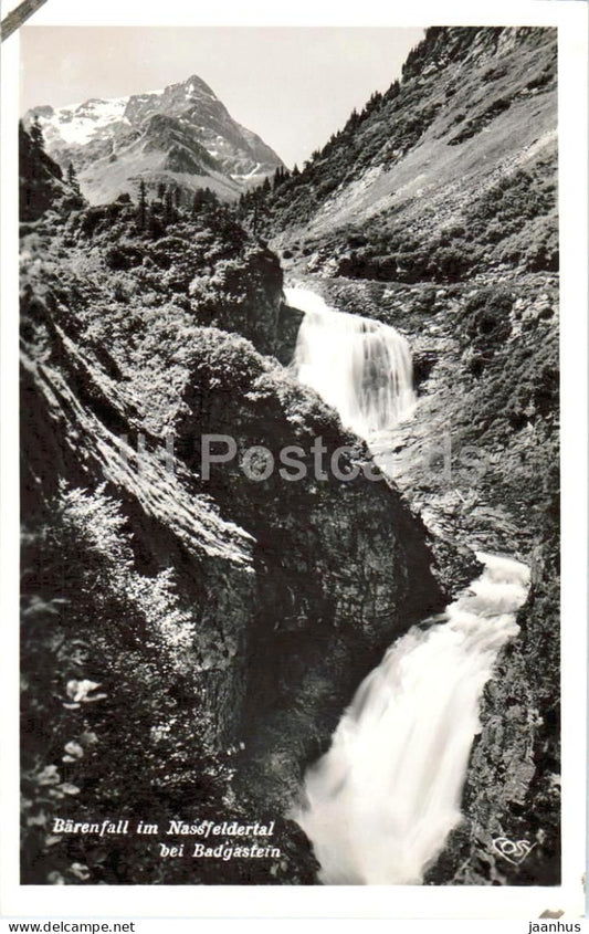 Barenfall im Nassfeldertal bei Badgastein - waterfall - alpine valley - 779 - old postcard - Austria - unused - JH Postcards