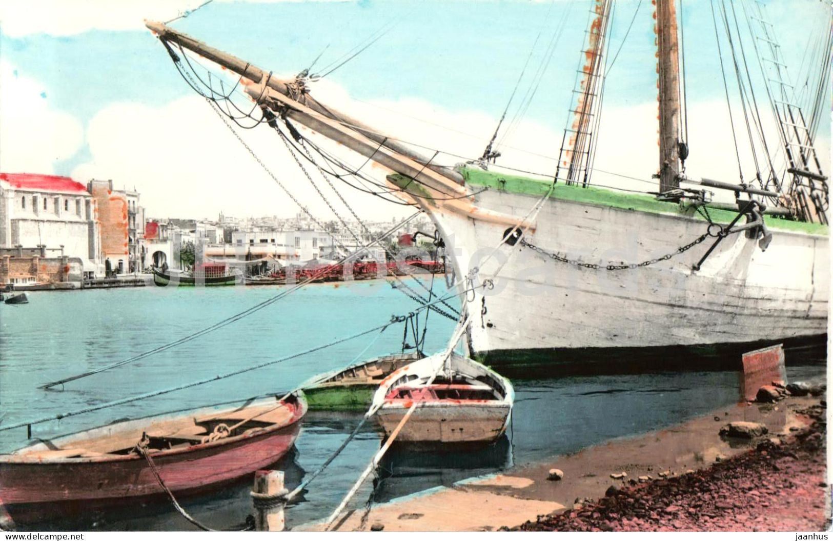 Tarragona - Un detalle del puerto - Detail of the port - harbour boats sailing ship - 59 - old postcard - Spain - unused - JH Postcards