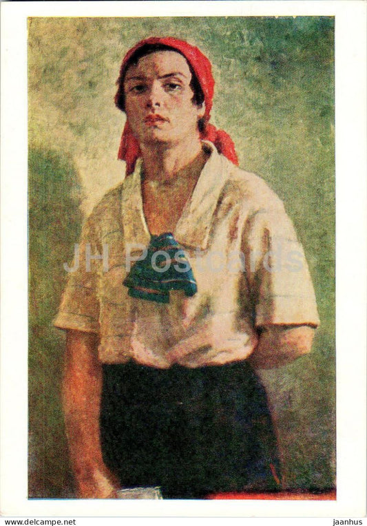 painting by G. Ryazhsky - Delegate - woman - Russian art - 1957 - Russia USSR - unused - JH Postcards