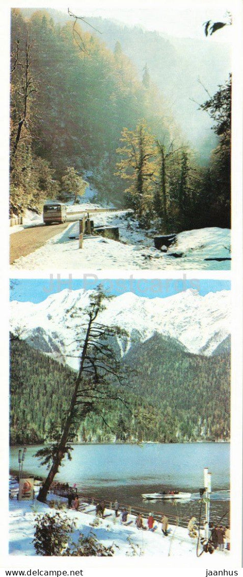Abkhazia - Lake Ritsa - winter road - landscape - 1976 - Georgia - USSR - unused - JH Postcards