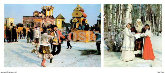 Tyumen - farewell to Russian winter - folk costumes - Ded Moroz - 1986 - Russia USSR - unused - JH Postcards