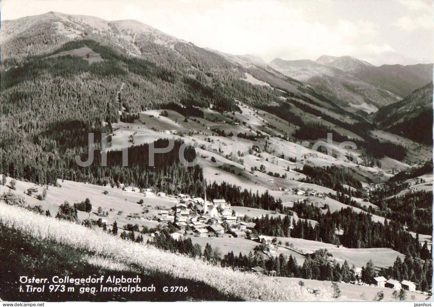 Osterr. Collegedorf Alpbach i. Tirol 973 m geg. Inneralpbach - village - alpine valley - 2706 - 1963 - Austria - used - JH Postcards