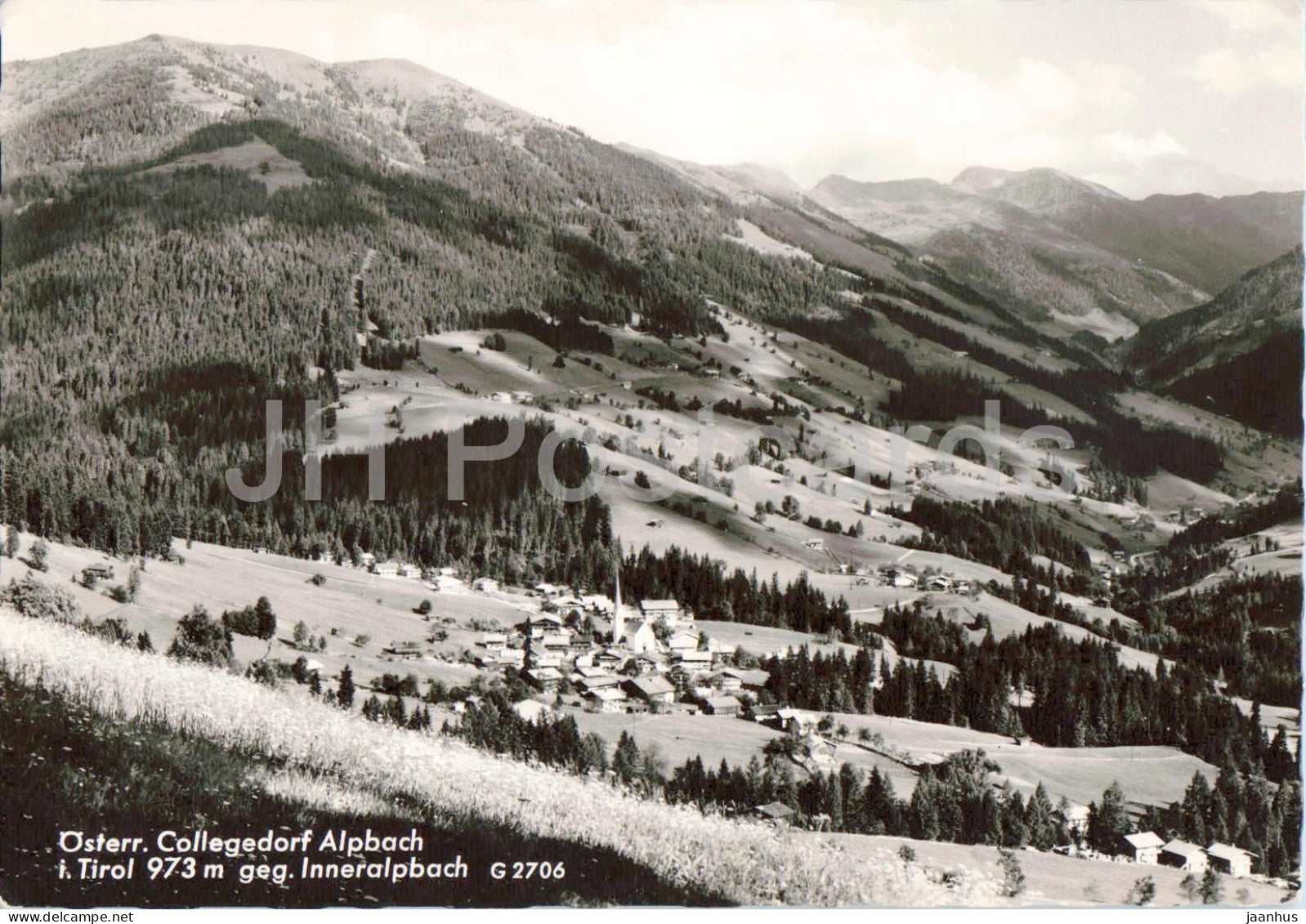 Osterr. Collegedorf Alpbach i. Tirol 973 m geg. Inneralpbach - village - alpine valley - 2706 - 1963 - Austria - used - JH Postcards