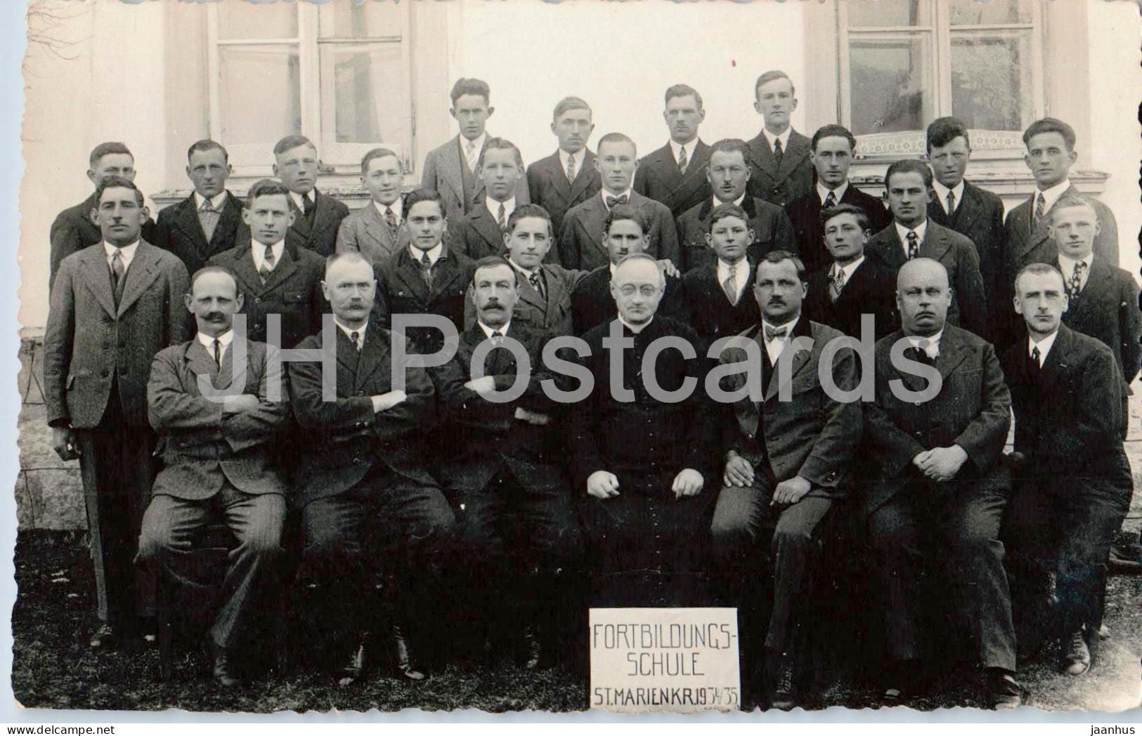 Fortbildungsschule St. Marienkirchen 1934 1935 - school - group photo - old postcard - 1935 - Austria - used - JH Postcards
