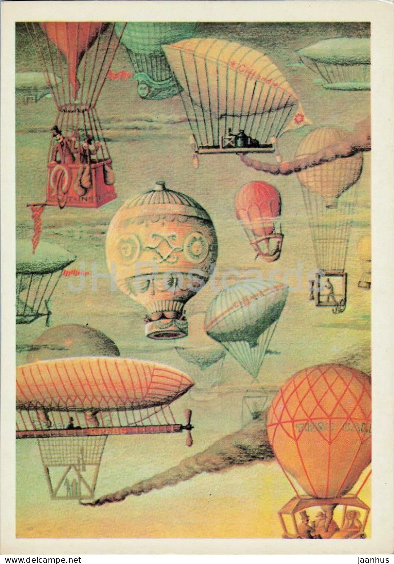 Robur the Conqueror - balloon - airship - Books of Jules Verne - 1980 - Russia USSR - unused - JH Postcards