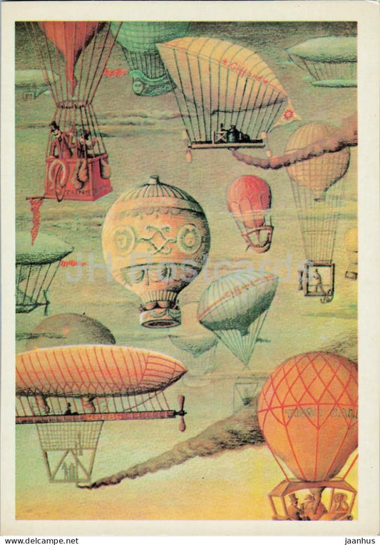 Robur the Conqueror - balloon - airship - Books of Jules Verne - 1980 - Russia USSR - unused - JH Postcards