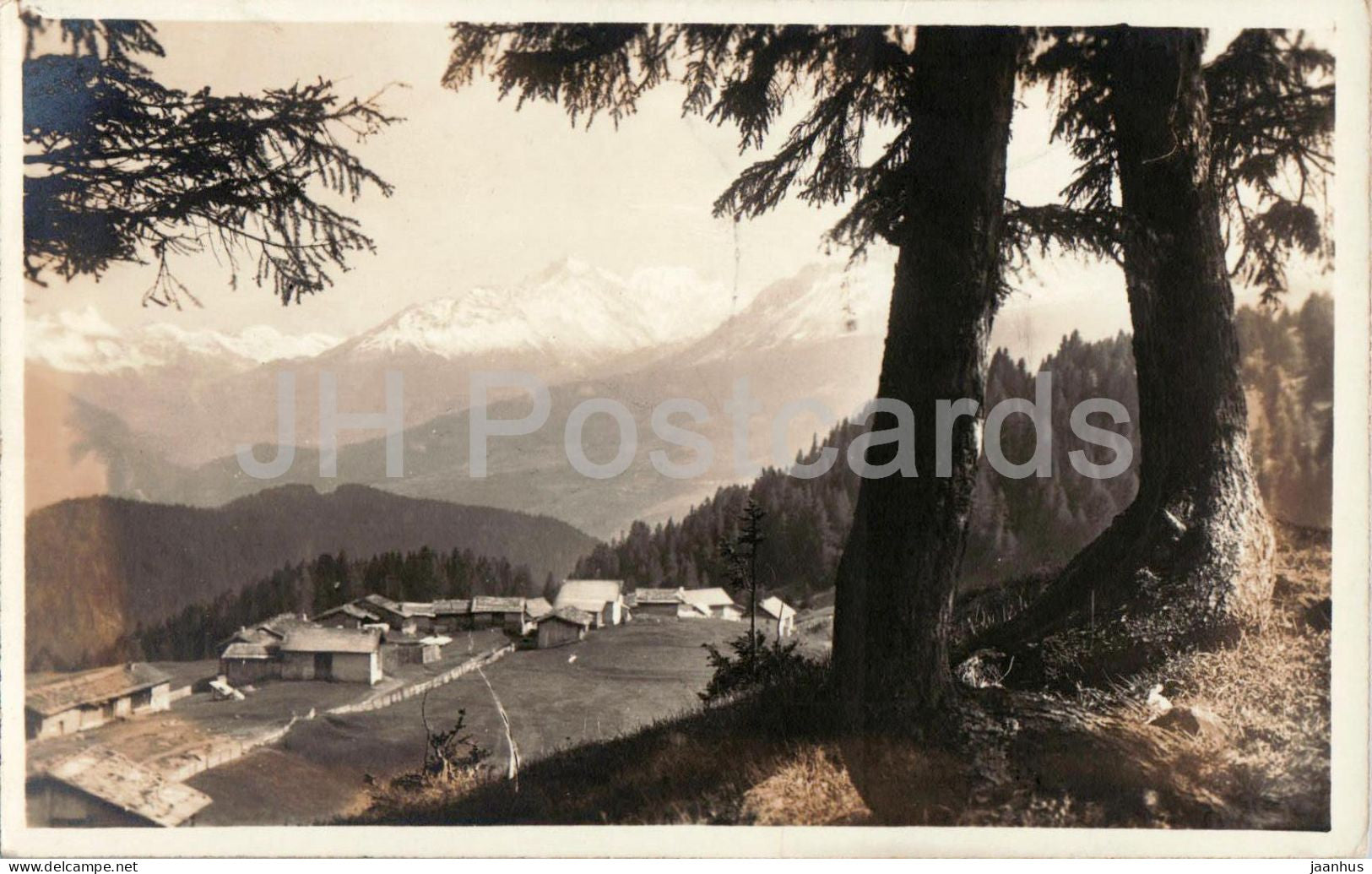 Lenzerheide - Sporz - alpine village view - old postcard - Switzerland - unused - JH Postcards