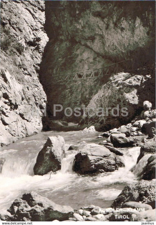 Kundler Klamm - Tirol - gorge - river - rocks - footbridge - nature - old postcard - Austria - unused - JH Postcards