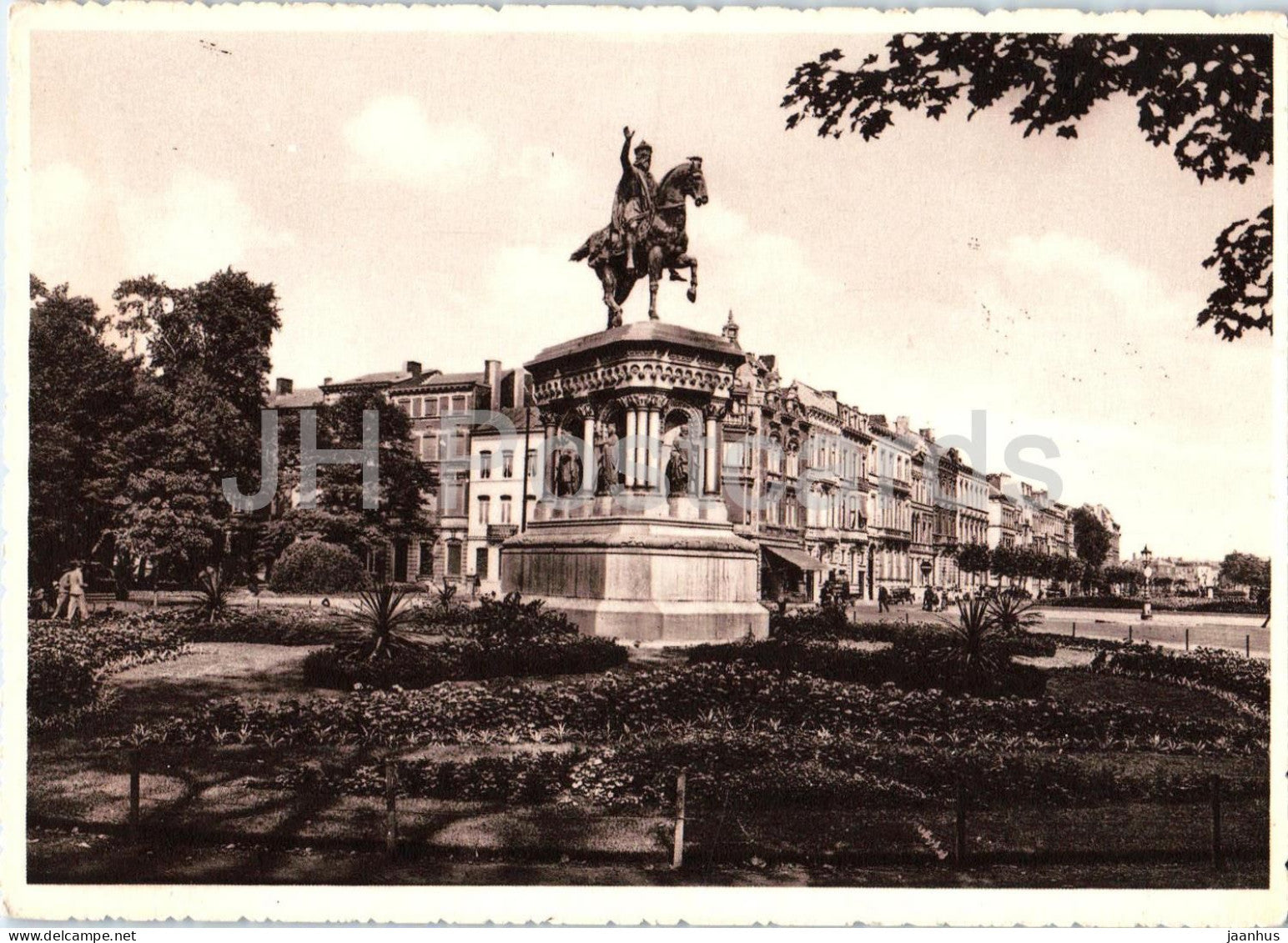 Liege - Boulevard Piercot et monument Charlemagne - horse - monument - old postcard - 15596 - Belgium - unused - JH Postcards