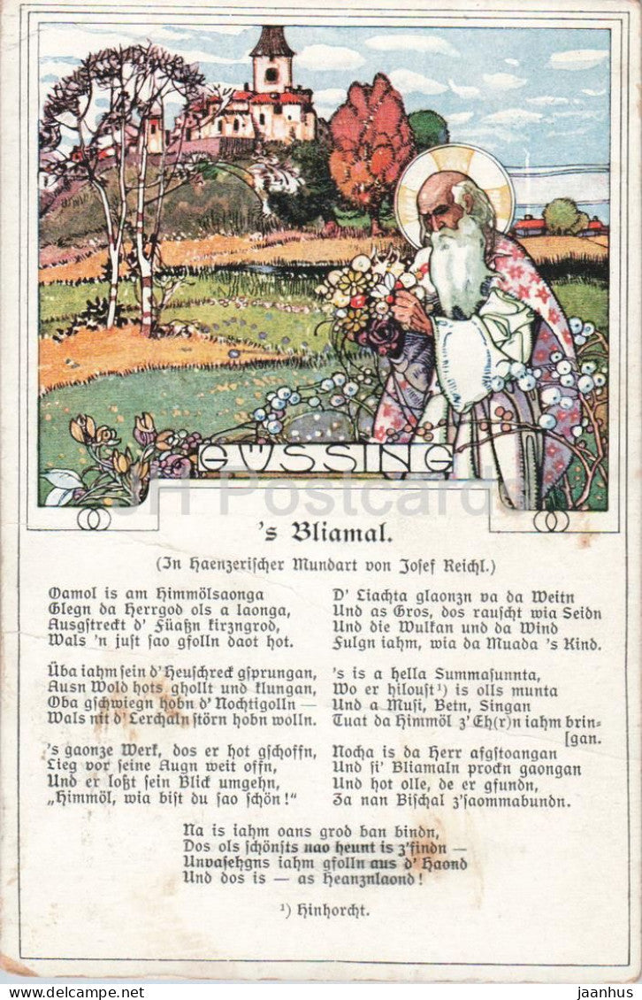 Gussing - ’s Bliamal - Mundart Josef Reichl in dialect - illustration - Art Noveau 1926 old postcard - Austria - unused - JH Postcards