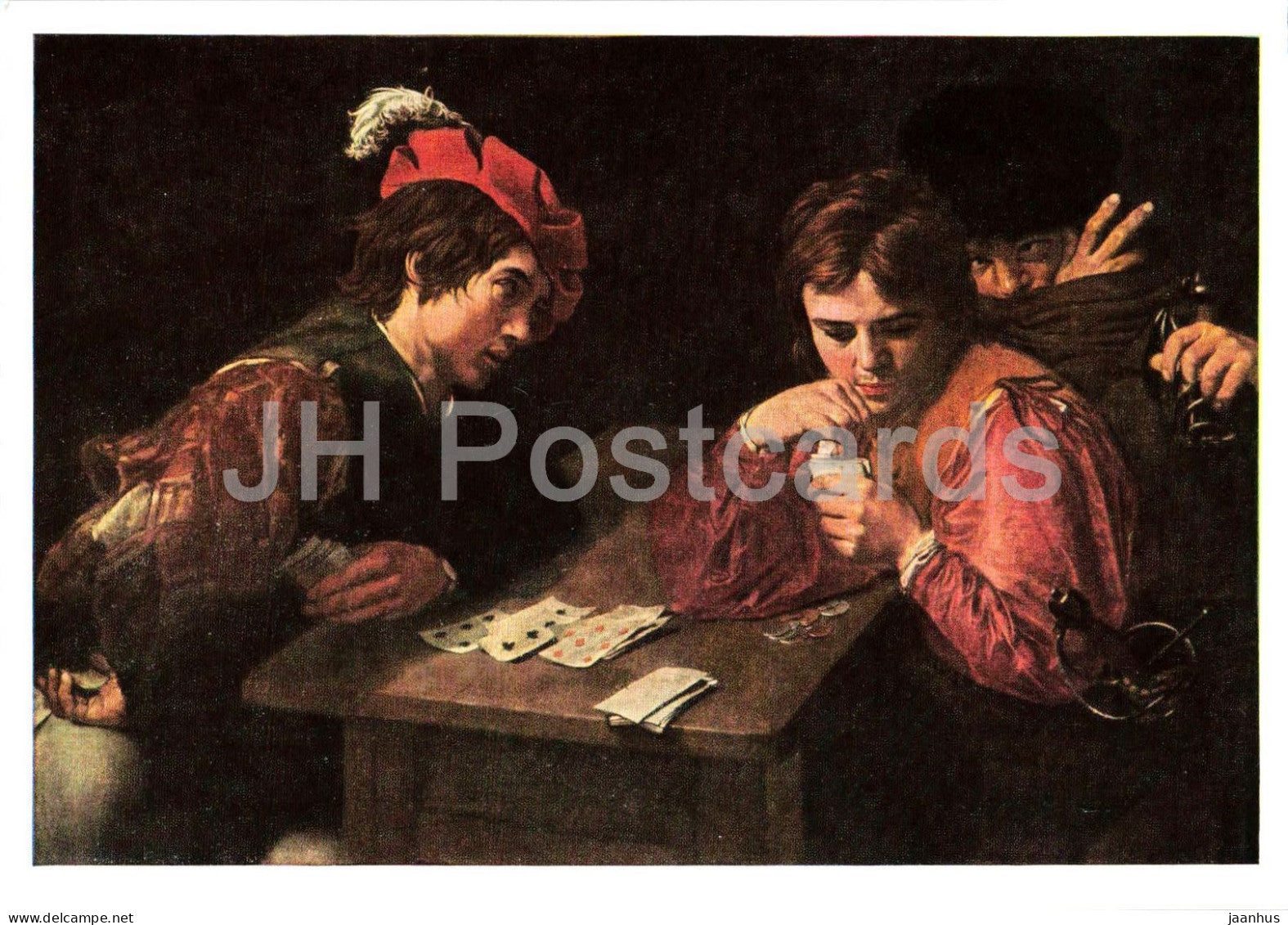 painting by Valentin de Boullogne - The Cardsharp - Der Falschspieler - French art - 1976 - Germany DDR - unused - JH Postcards