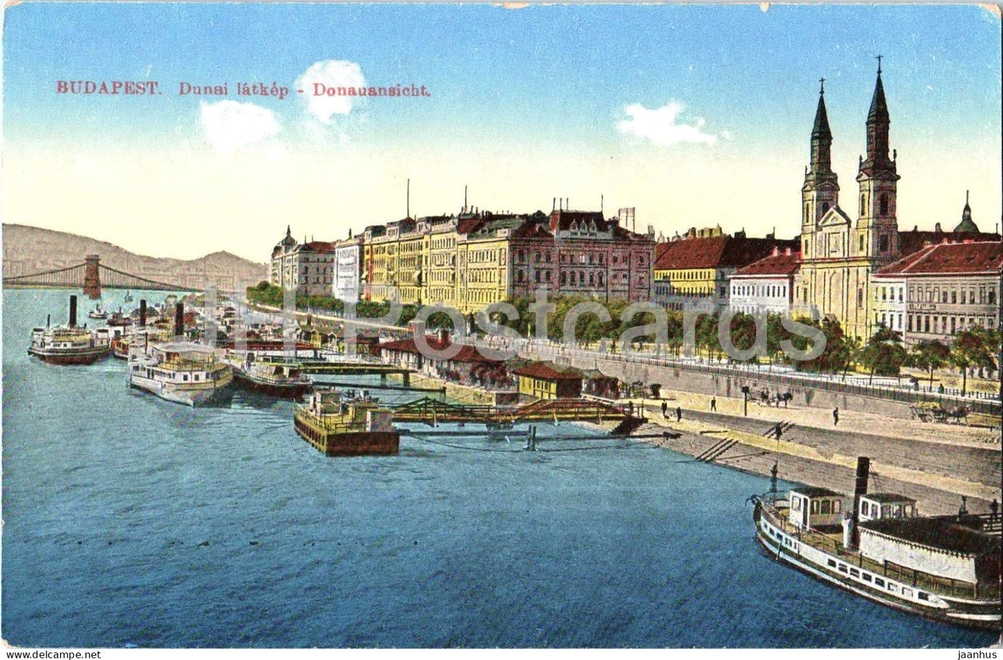 Budapest Dunai latkep - Danube View - Donauansicht - ship - boat - old postcard - 1925 - Hungary - used - JH Postcards