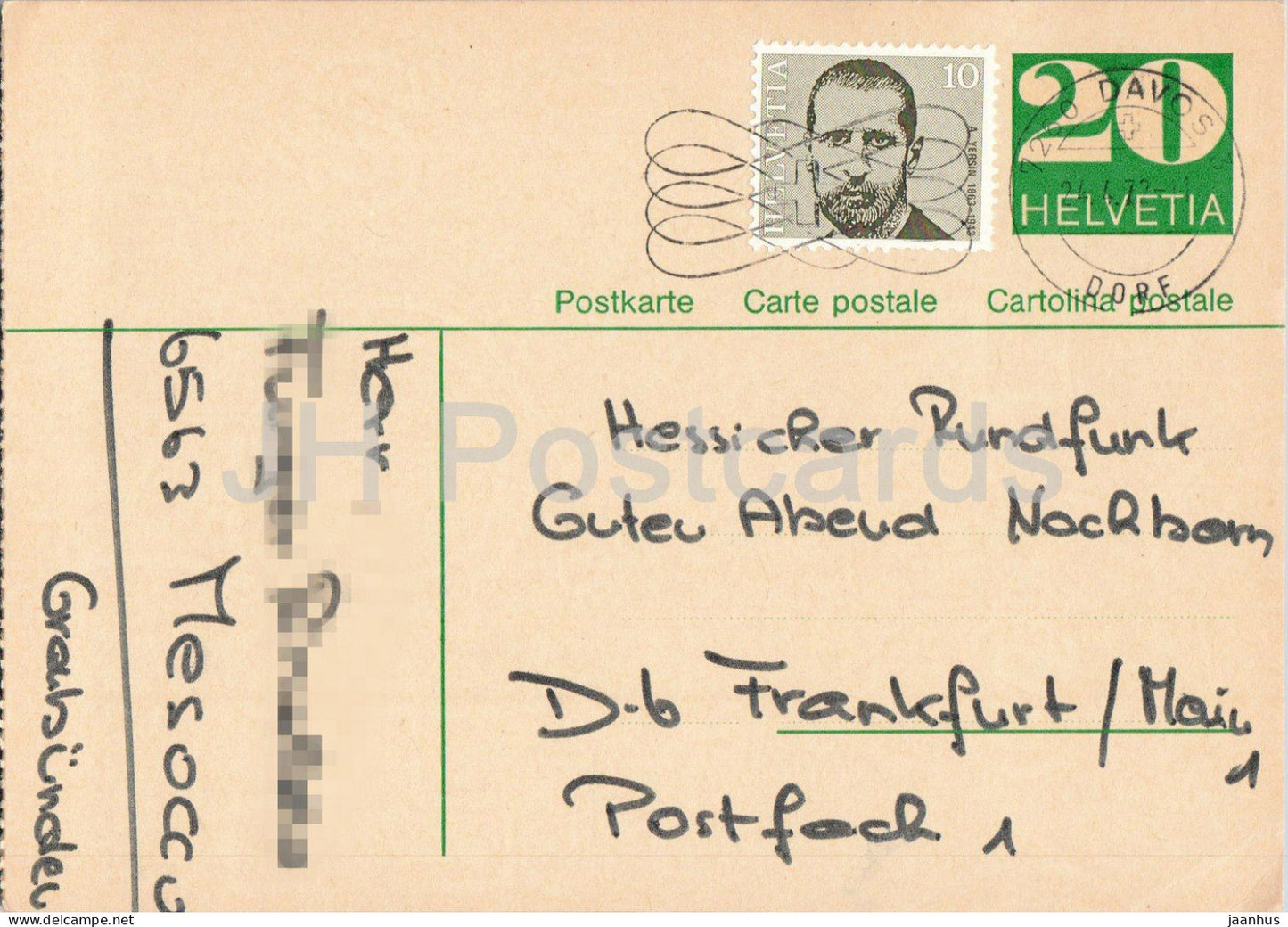 Guten Abend Nachbarn - Hessischer Rundfunk - postal stationery - 19 - 1972 - Switzerland - used - JH Postcards