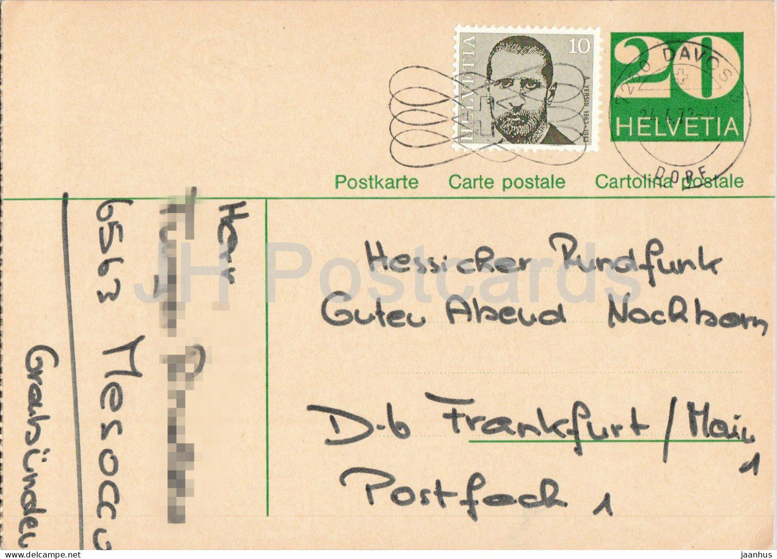 Guten Abend Nachbarn - Hessischer Rundfunk - postal stationery - 19 - 1972 - Switzerland - used - JH Postcards