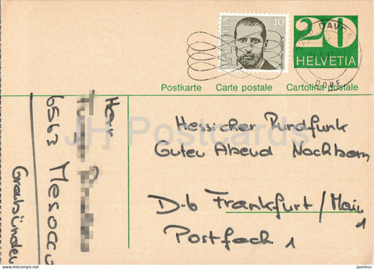 Guten Abend Nachbarn - Hessischer Rundfunk - postal stationery - 19 - 1972 - Switzerland - used - JH Postcards