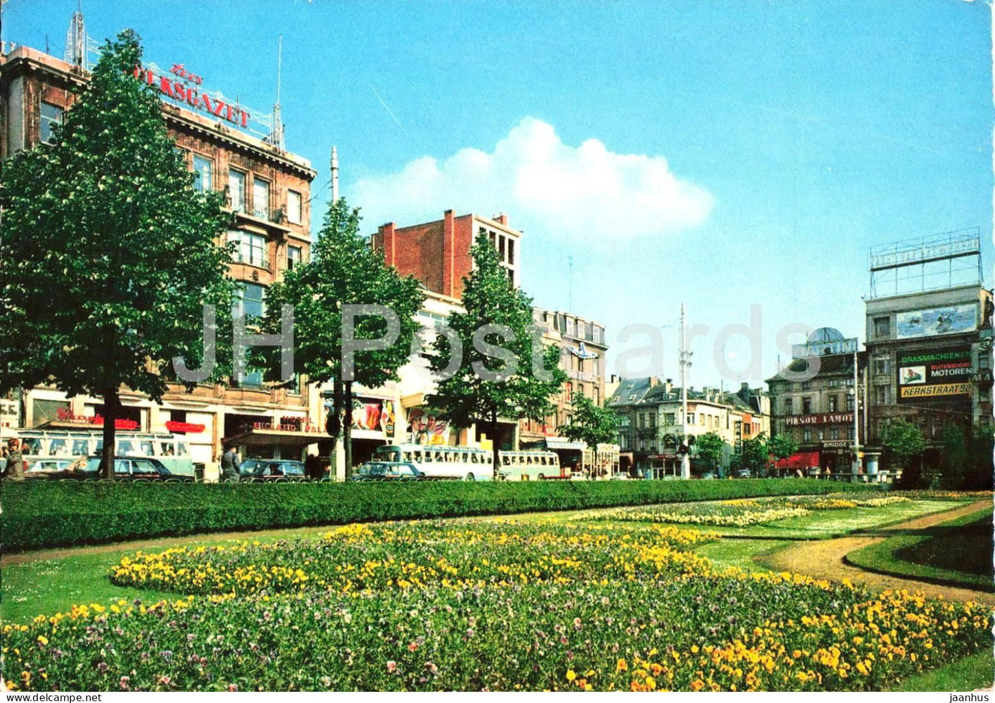 Antwerpen - Koningin Astridplein - Queen Astrid Square - city view - flower garden - 1971 - Belgium - used - JH Postcards