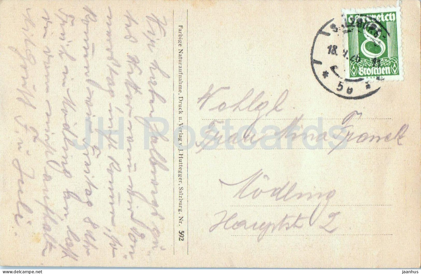 Salzburg vom Restaurant Elektr. Aufzug aus - Nr. 592 - old postcard - 1926 - Austria - used