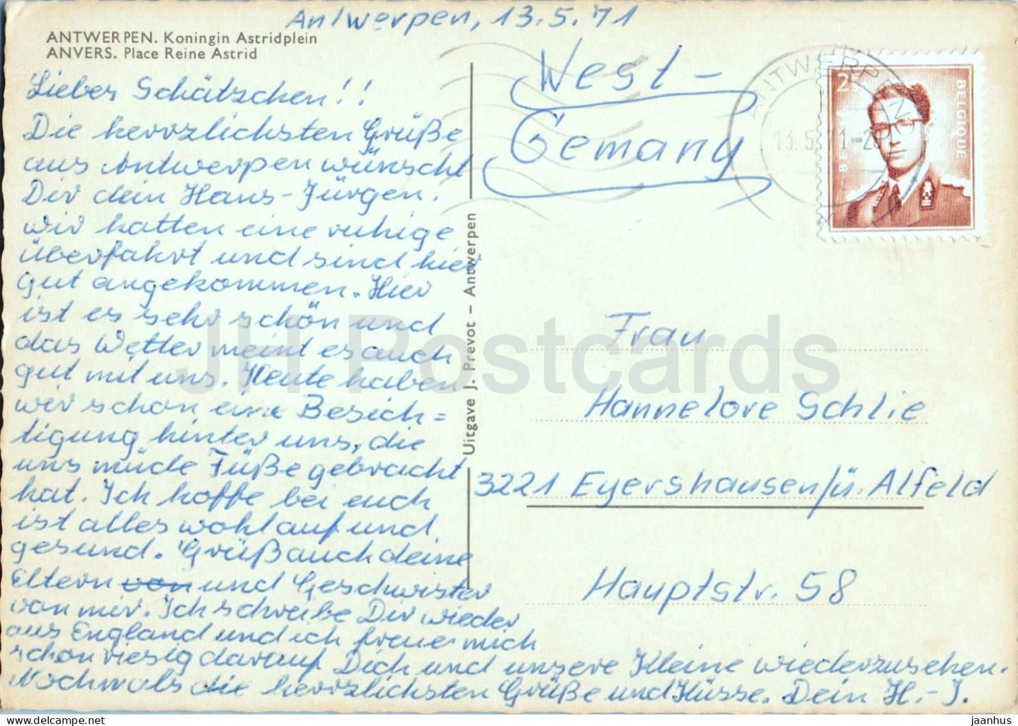 Antwerpen - Koningin Astridplein - Queen Astrid Square - city view - flower garden - 1971 - Belgium - used