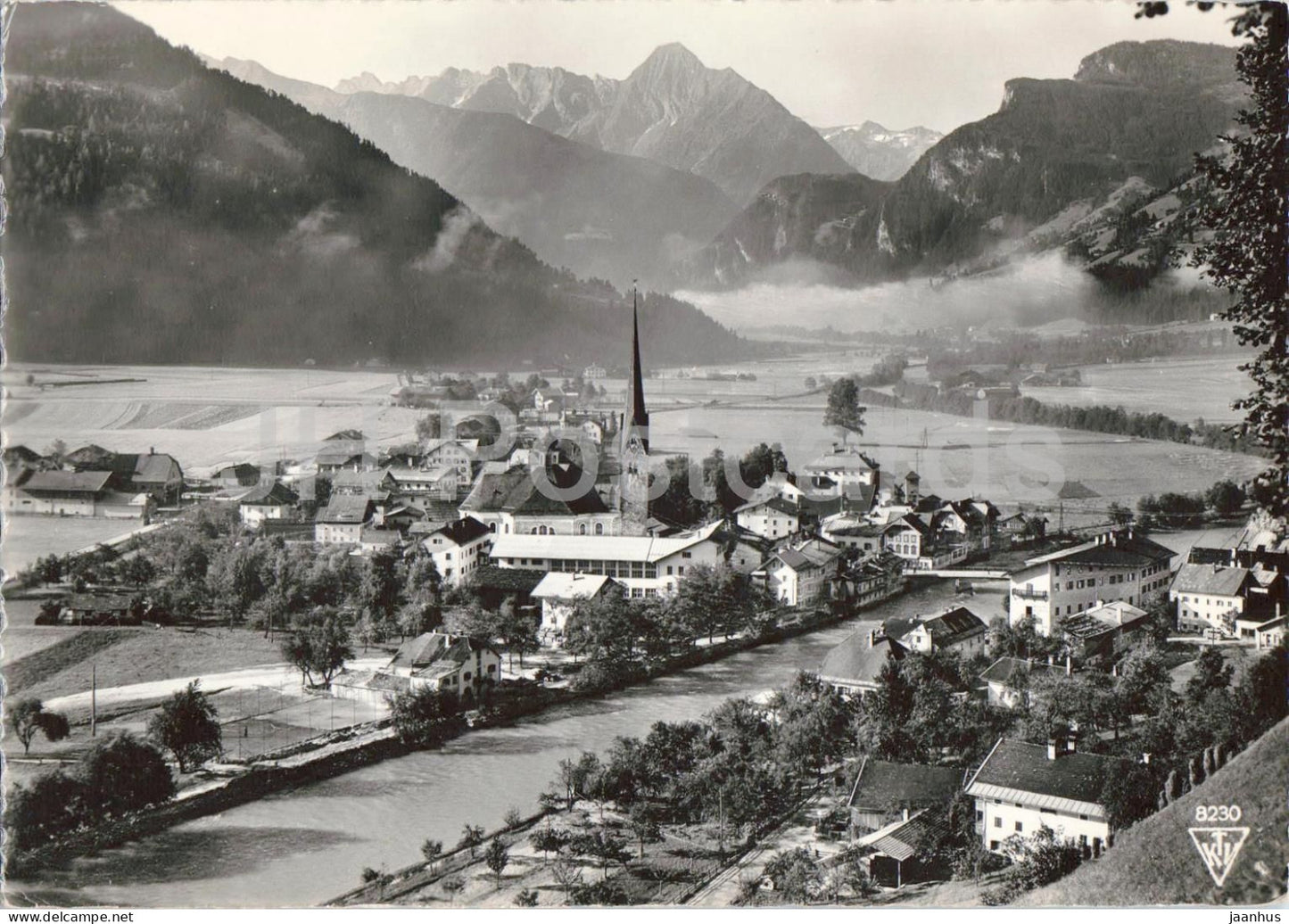 Zell am Ziller 575 m gegen Trisiner und Ingent - Tirol - village - valley - 8230 - old postcard - Austria - unused - JH Postcards