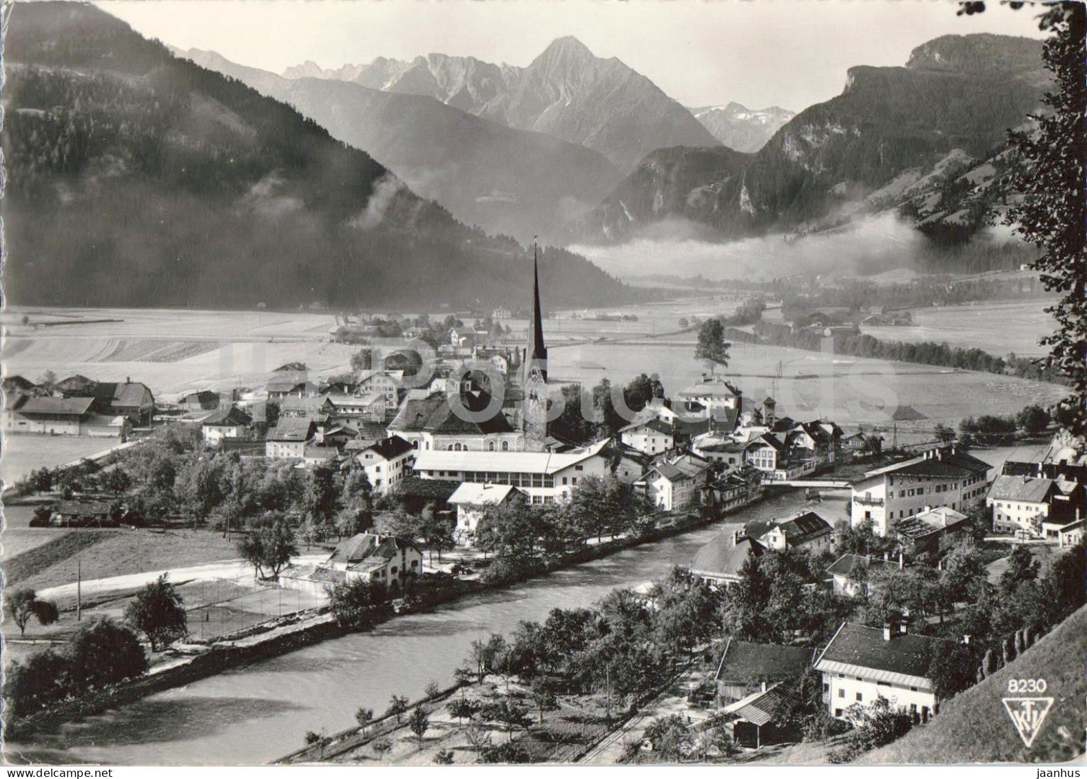 Zell am Ziller 575 m gegen Trisiner und Ingent - Tirol - village - valley - 8230 - old postcard - Austria - unused - JH Postcards
