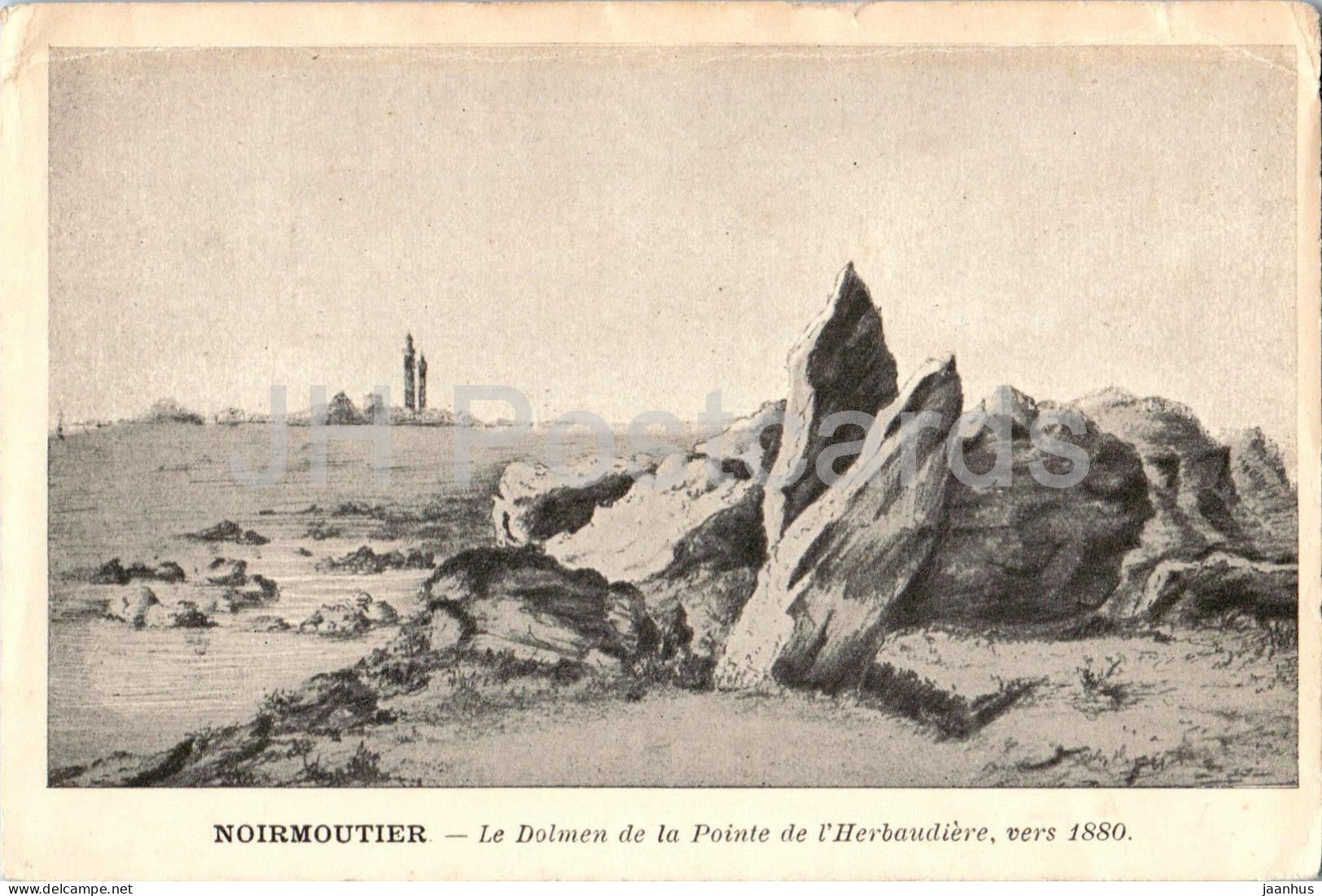 Noirmoutier - Le Dolmen de la Pointe de l'Herbaudiere - dolmen - ancient world - old postcard - France - used - JH Postcards