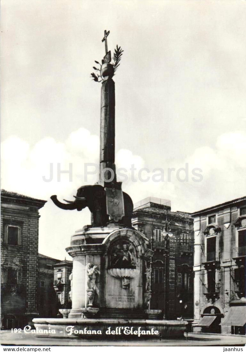 Catania - Fontana dell Elefante - Elephant Fountain - square - 192 - old postcard - Italy - unused - JH Postcards