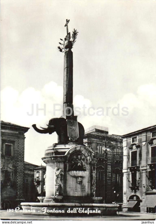 Catania - Fontana dell Elefante - Elephant Fountain - square - 192 - old postcard - Italy - unused - JH Postcards