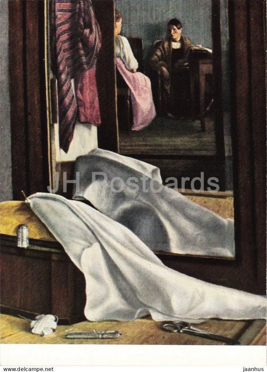 painting by Grigoriy Soroka - Reflection in the Mirror - Russian art - 1966 - Russia USSR - unused - JH Postcards