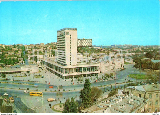 Baku - Railway Station Square - bus Ikarus - postal stationery - 1982 - Azerbaijan USSR - unused - JH Postcards