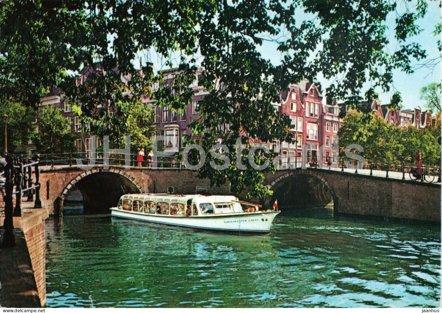Amsterdam - Gracht met Rondvaartboot - Canal with tour boat - bridge - canal - 1990s - Netherlands - used - JH Postcards