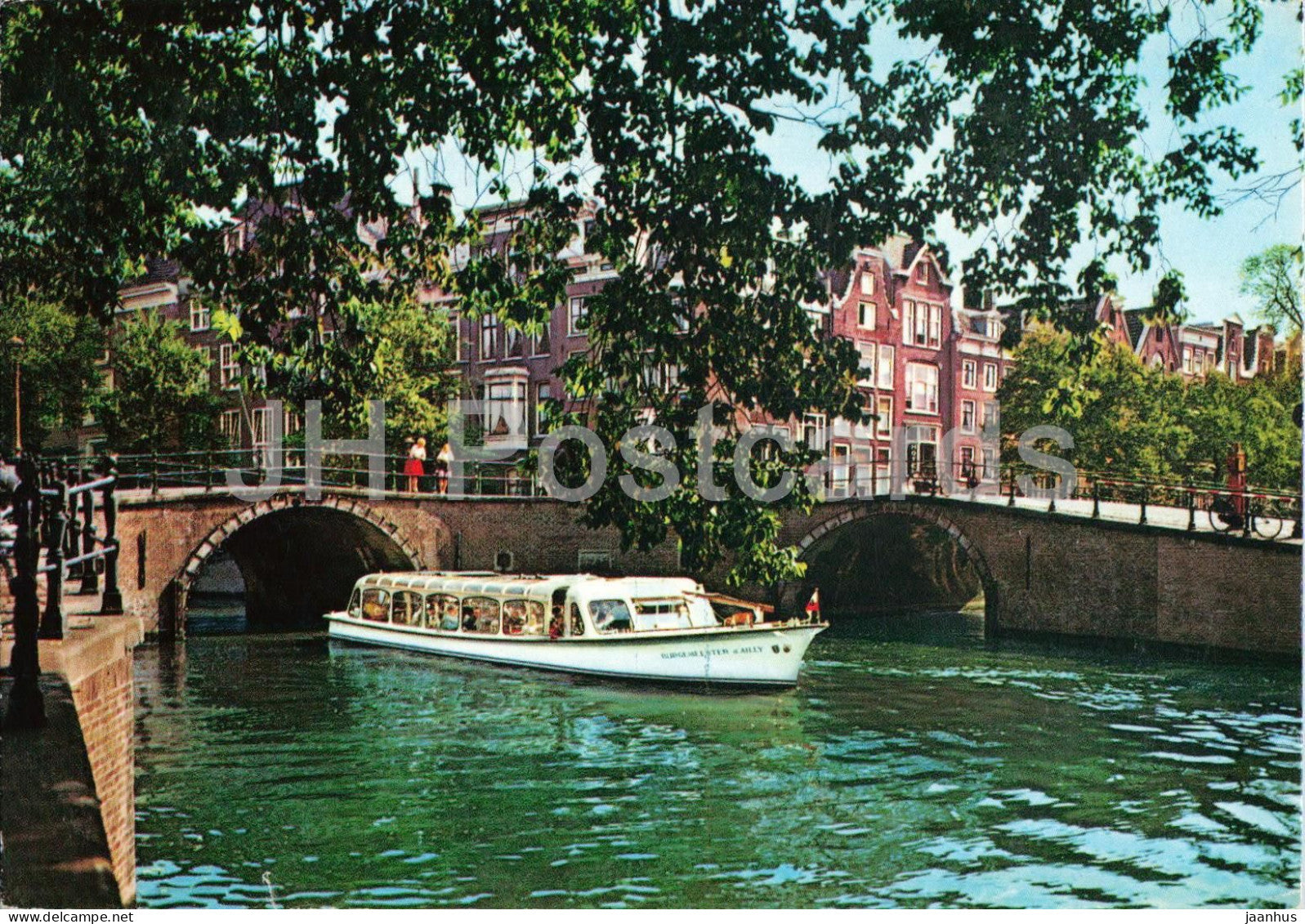Amsterdam - Gracht met Rondvaartboot - Canal with tour boat - bridge - canal - 1990s - Netherlands - used - JH Postcards