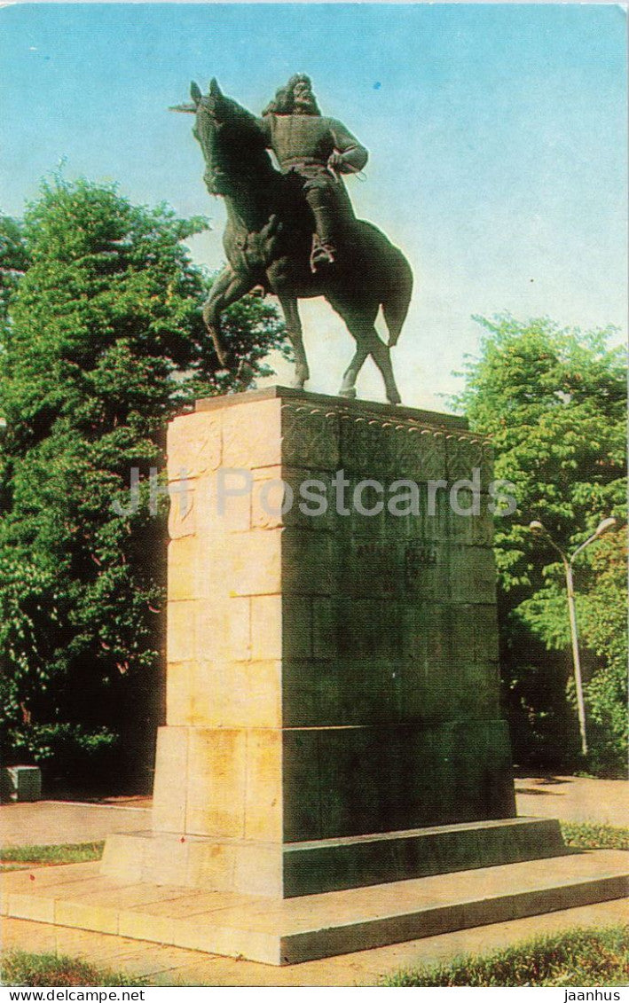 Almaty - Alma-Ata - monument to national hero Amangeldy Imanov - horse - 1986 - Kazakhstan USSR - unused - JH Postcards