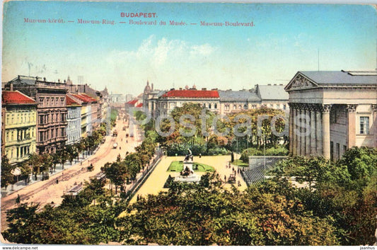 Budapest - Muzeum-korut - Museum Ring - National Museum - old postcard - 1912 - Hungary - used - JH Postcards