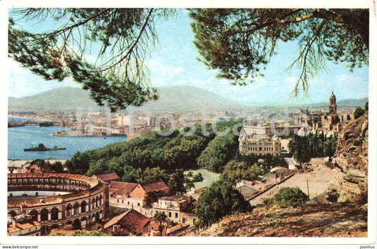 Malaga - Vista desde Gibralfaro - View from Gibralfaro - 4 - old postcard - Spain - unused - JH Postcards