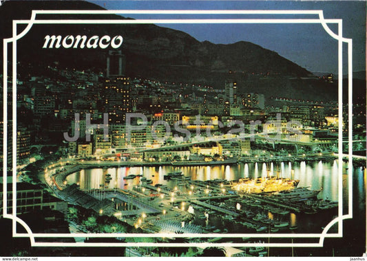 Cote D'Azur Monte Carlo - Vue nocturne - Night view - harbour port - night lights yachts - MO 121 - 1986 - Monaco - used - JH Postcards