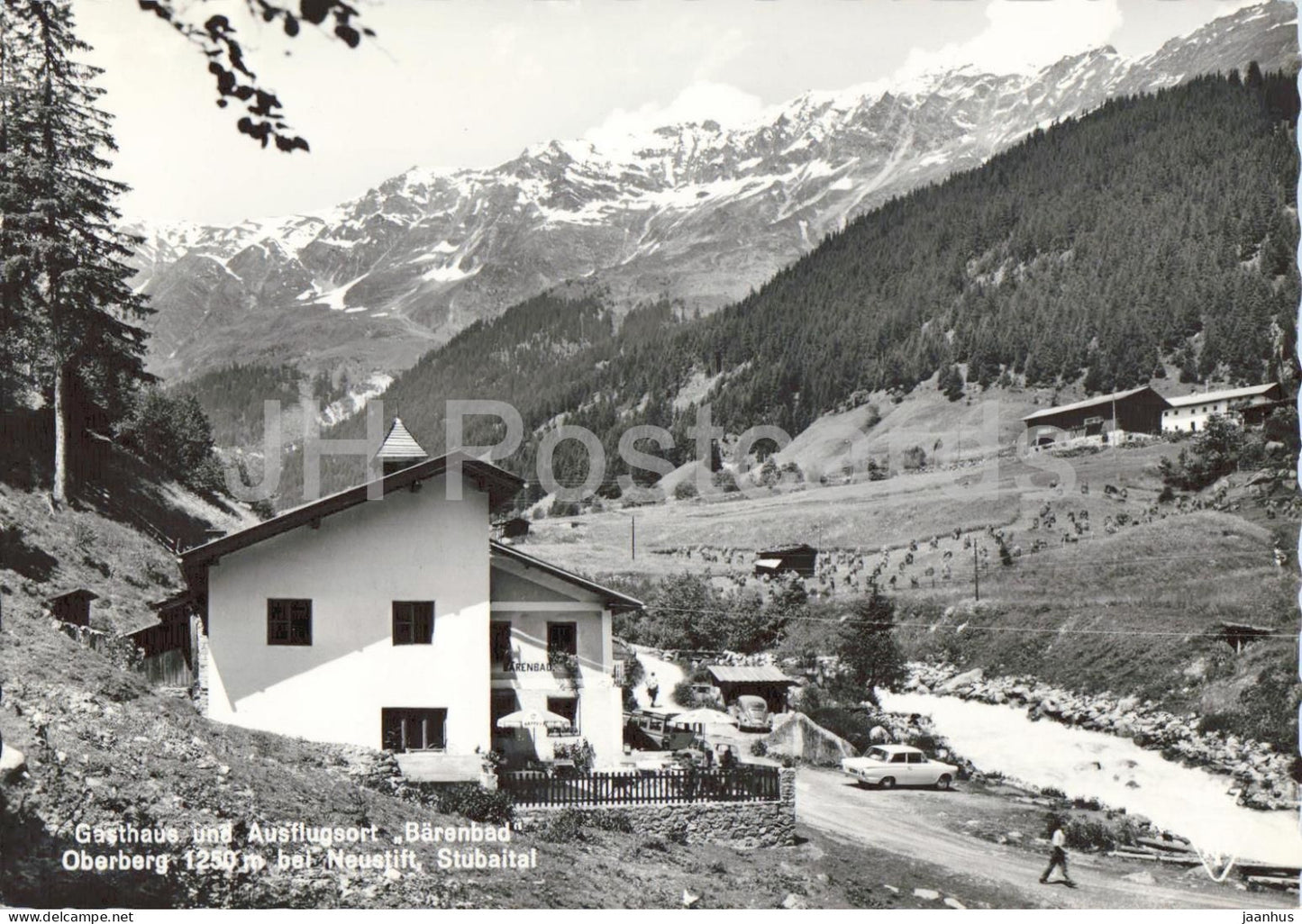 Gasthaus und Ausflugsort Barenbad - Oberberg 1250 m bei Neustift - Stubaital - inn - car - 2820 - 1965 - Austria - used - JH Postcards